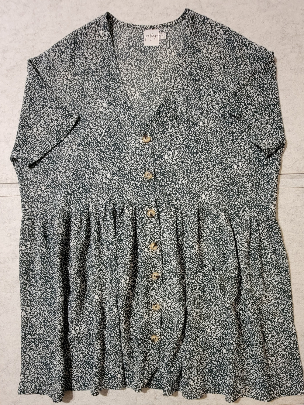 Princess Polly Button Up Oversized Babydoll Mini Dress Green Size 6
